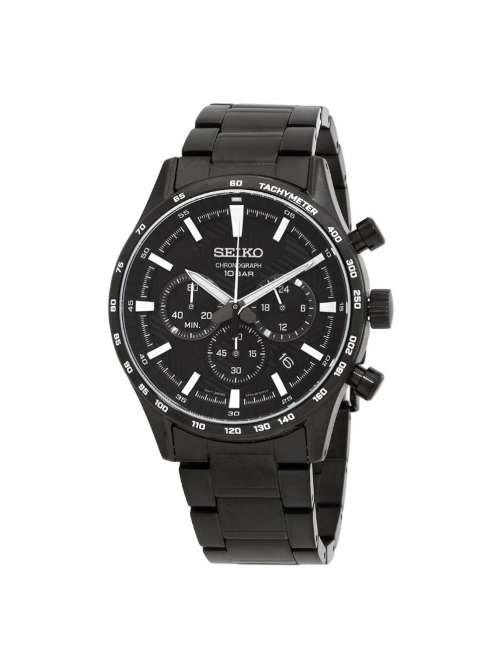 NWT Seiko Chronograph Quartz Black Dial Men's Watch
